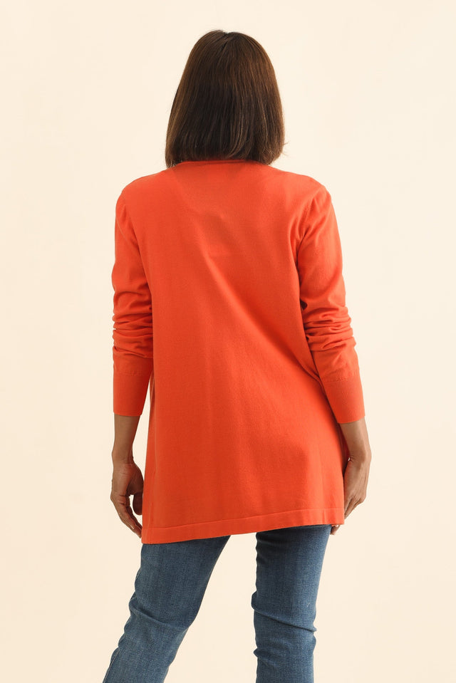 Morocco Orange Knit Cardigan,Brunette model,alt text|model:Cara image 6