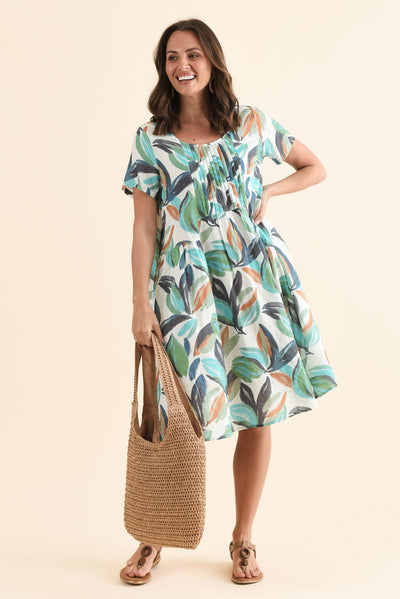 Murano Blue Leaf Cotton Dress