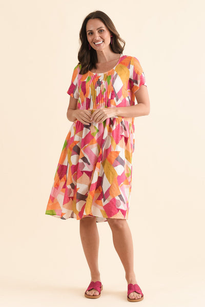 Murano Pink Geo Cotton Dress
