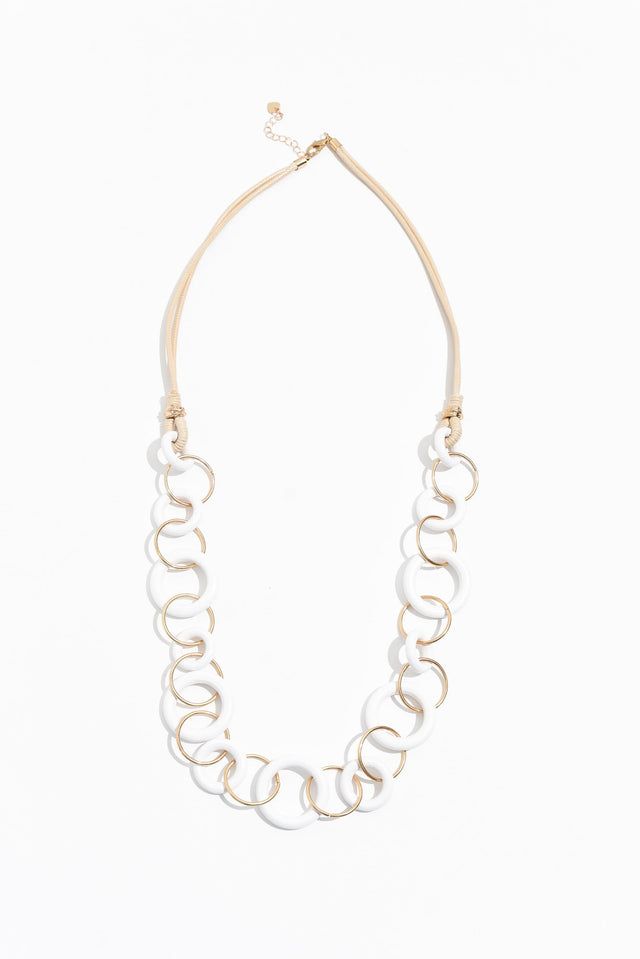 Myers White Wooden Link Necklace