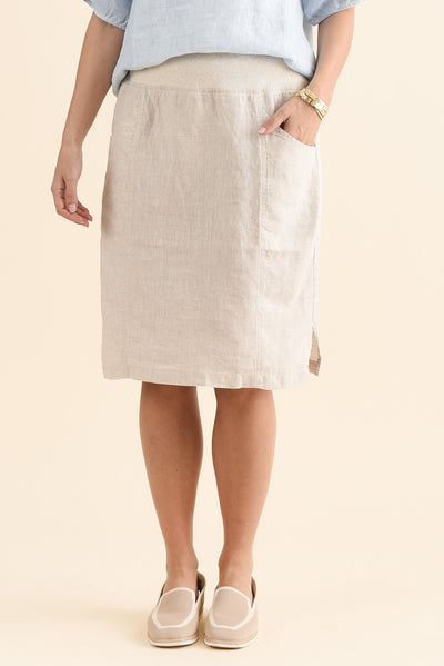 Mylah Natural Linen Stretch Skirt