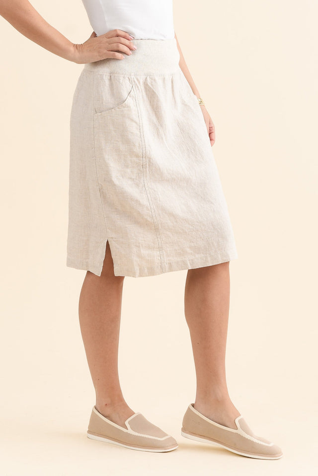 Mylah Natural Linen Stretch Skirt image 3