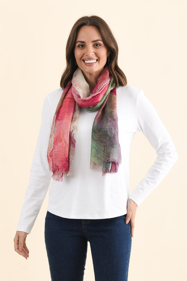 Nadia Pink Watercolour Merino Wool Scarf