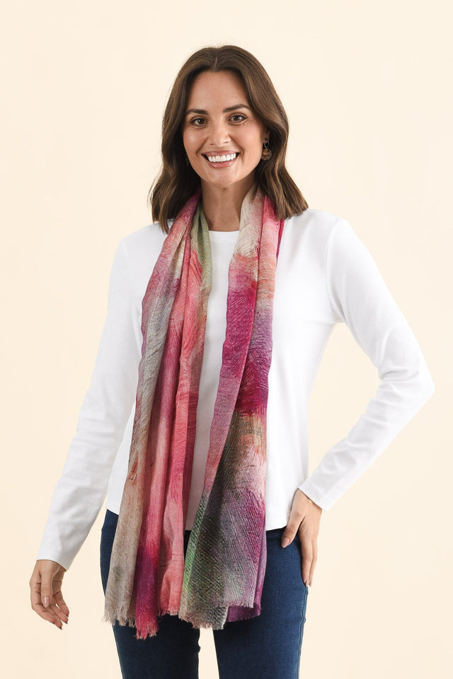 Nadia Pink Watercolour Merino Wool Scarf