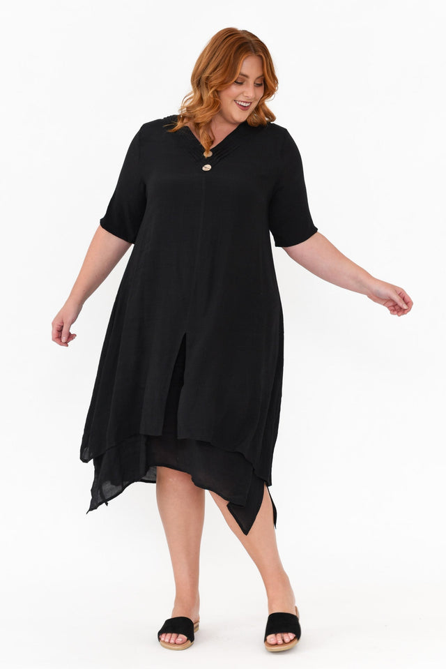 Nala Black Layers Dress,Blonde model,plus-size,curve-dresses,plus-size-below-knee-dresses,plus-size-cotton-dresses,facebook-new-for-you,plus-size-summer-dresses alt text|model:Caitlin image 10