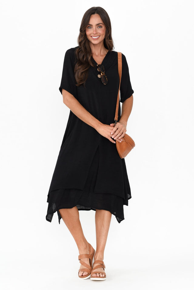 Nala Black Layers Dress,Brunette model,alt text|model:Elouise image 1