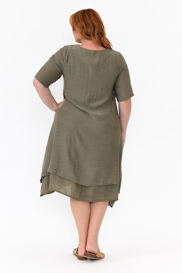 Nala Khaki Layers Dress,Blonde model,alt text|model:Caitlin image 12