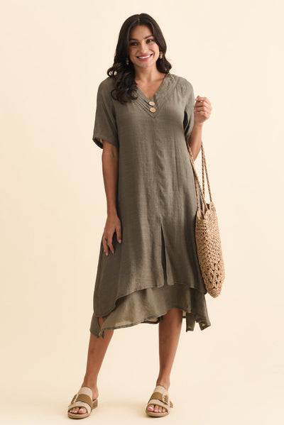 Nala Khaki Layers Dress