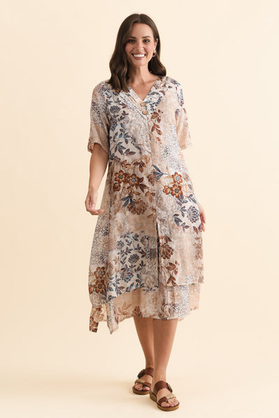 Nala Mocha Garden Layers Dress
