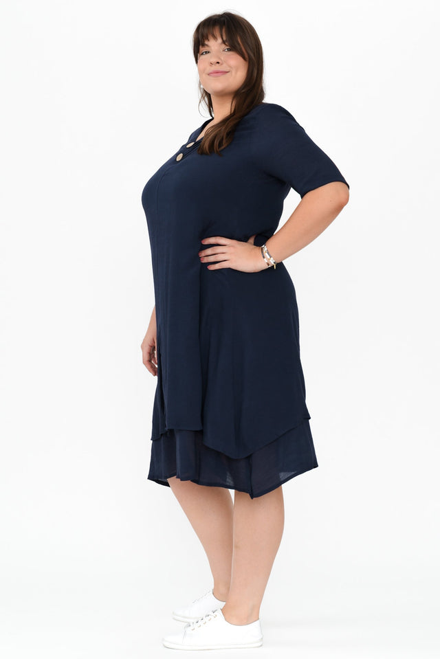 Nala Navy Layers Dress,Brunette model,alt text|model:Gabby image 10