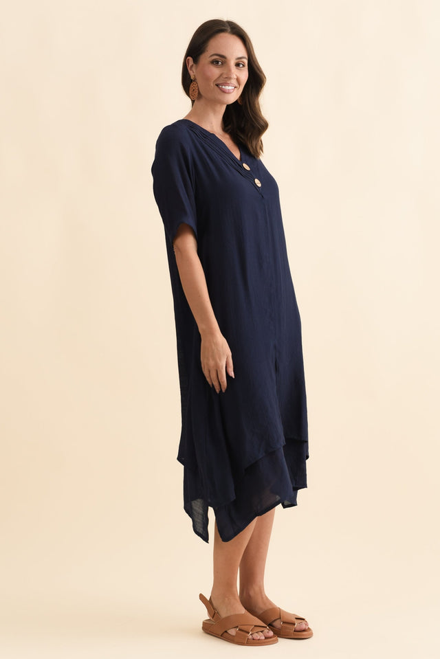 Nala Navy Layers Dress,Brunette model,alt text|model:MJ image 5