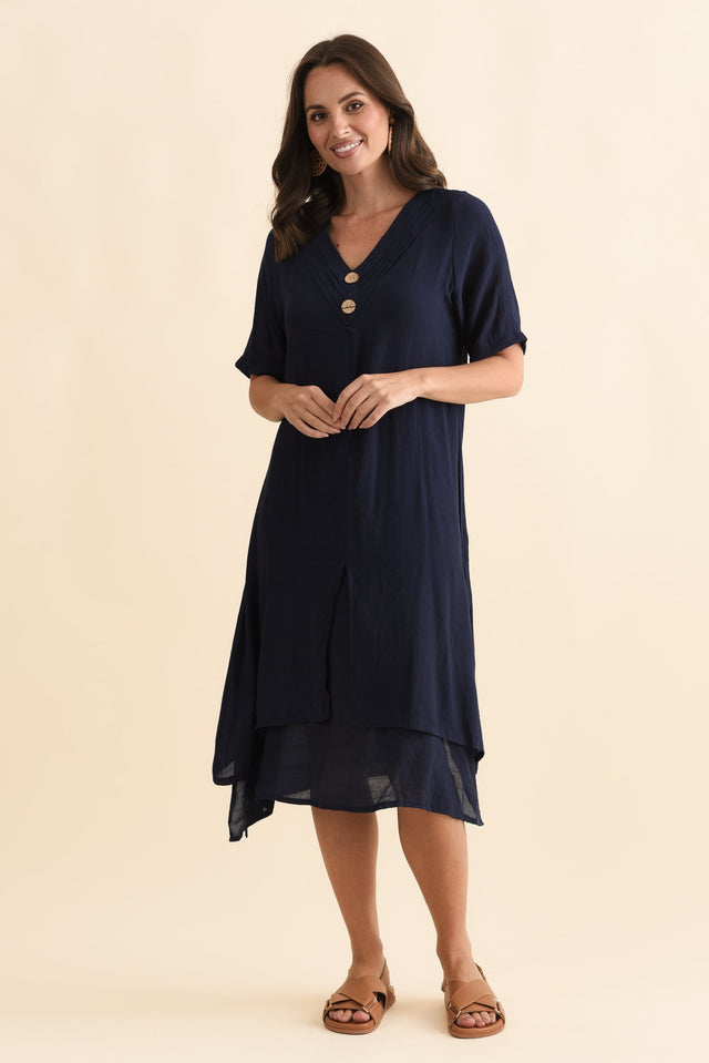 Nala Navy Layers Dress,Brunette model,alt text|model:MJ image 8