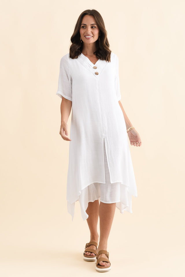 Nala White Layers Dress,Brunette model,alt text|model:MJ image 7