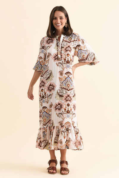 Delylah White Floral Tie Dress