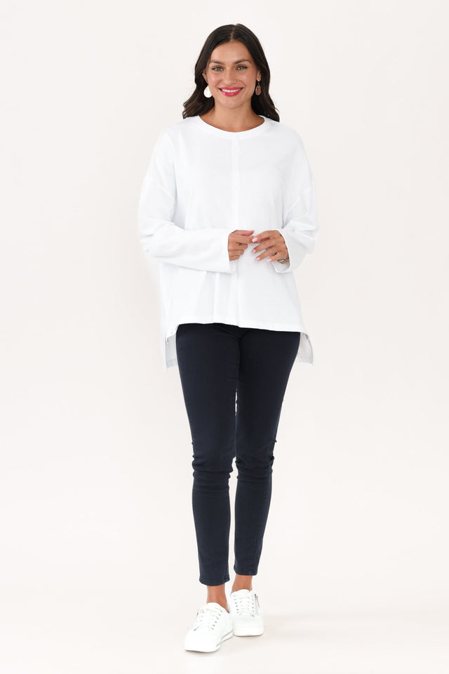 Naomi White Cotton Sweatshirt,Brunette model,alt text|model:Brontie image 6