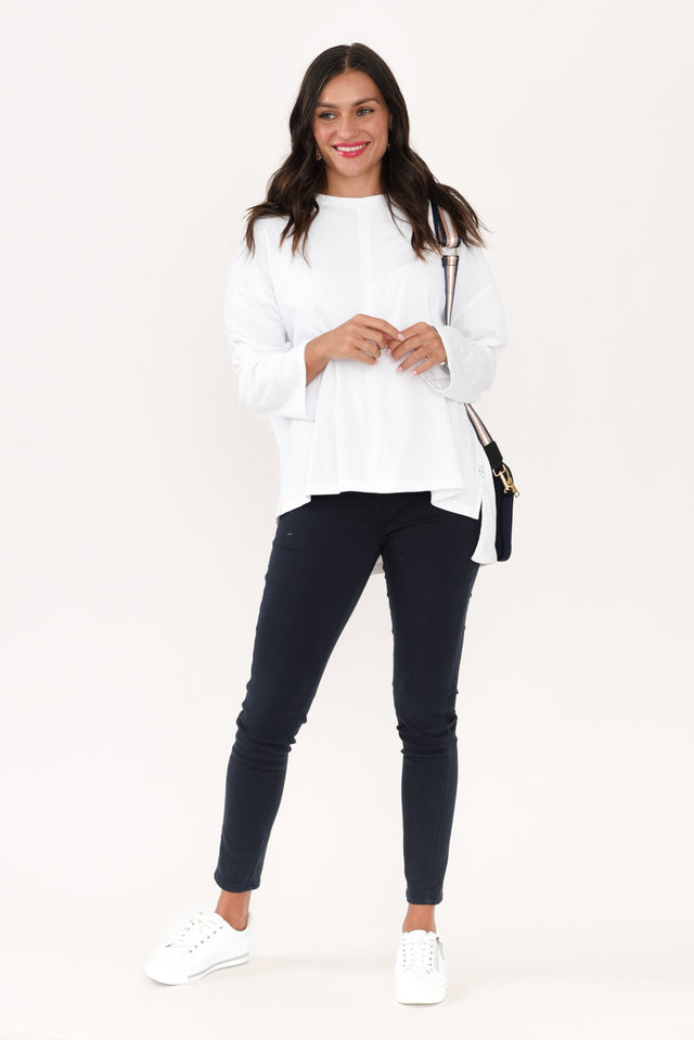 Naomi White Cotton Sweatshirt,Brunette model,alt text|model:Brontie image 2