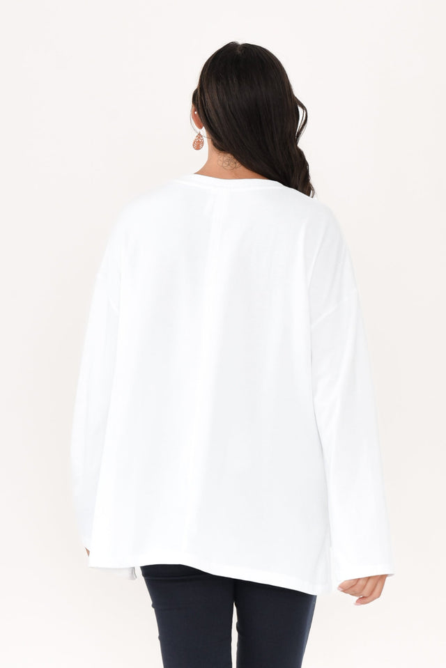 Naomi White Cotton Sweatshirt,Brunette model,alt text|model:Brontie image 4
