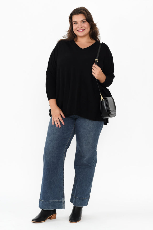 Nastia Black Wool Blend Jumper,Brunette model,alt text|model:Gabby image 9