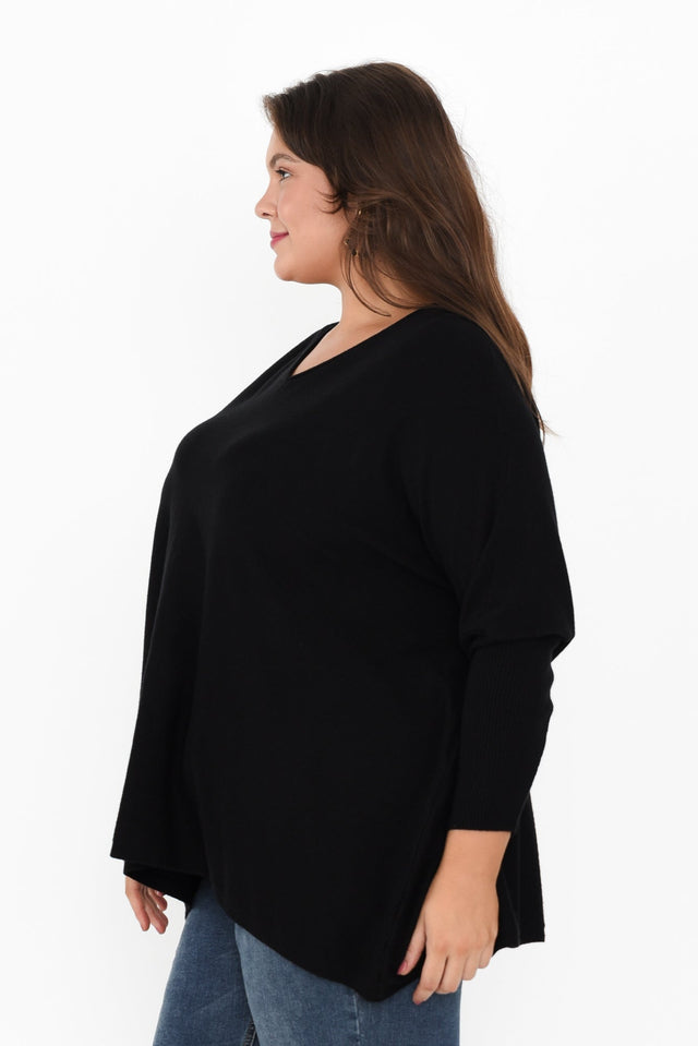 Nastia Black Wool Blend Jumper,Brunette model,alt text|model:Gabby image 10