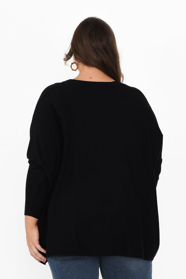 Nastia Black Wool Blend Jumper,Brunette model,alt text|model:Gabby image 11