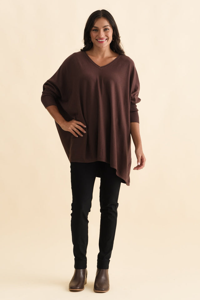 Nastia Brown Wool Blend Jumper,Brunette model,alt text|model:Brontie image 4