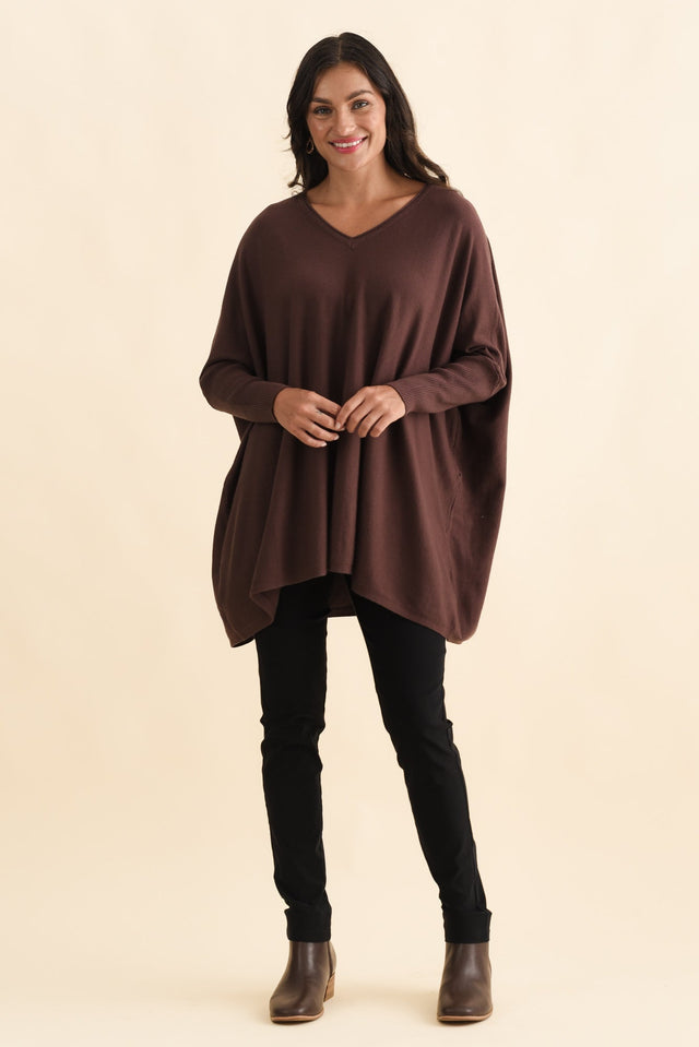 Nastia Brown Wool Blend Jumper,Brunette model,alt text|model:Brontie image 8