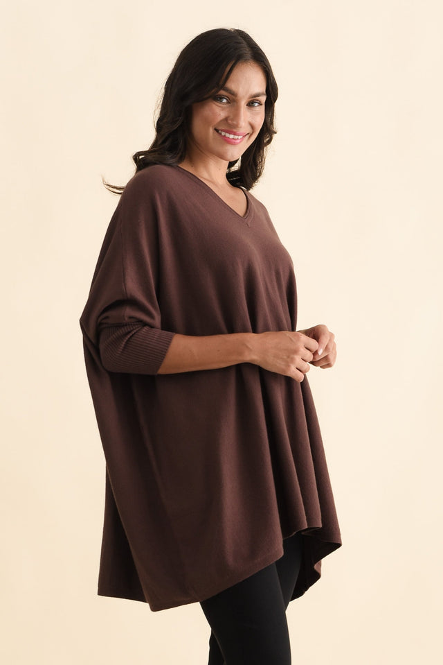 Nastia Brown Wool Blend Jumper,Brunette model,alt text|model:Brontie image 5