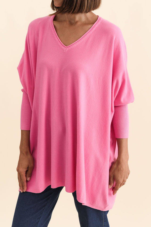Nastia Hot Pink Wool Blend Jumper,Brunette model,alt text|model:Cara image 7