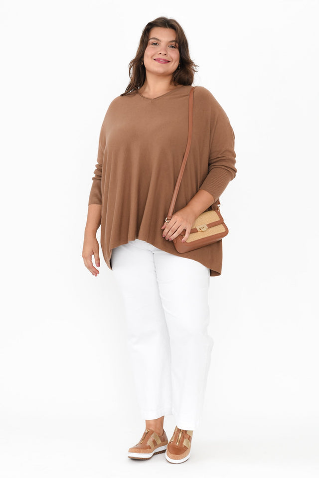 Nastia Mocha Wool Blend Jumper,Brunette model,alt text|model:Gabby image 14
