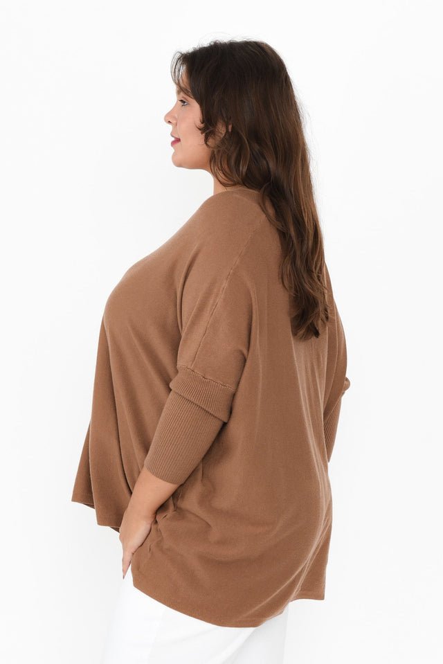 Nastia Mocha Wool Blend Jumper,Brunette model,alt text|model:Gabby image 15