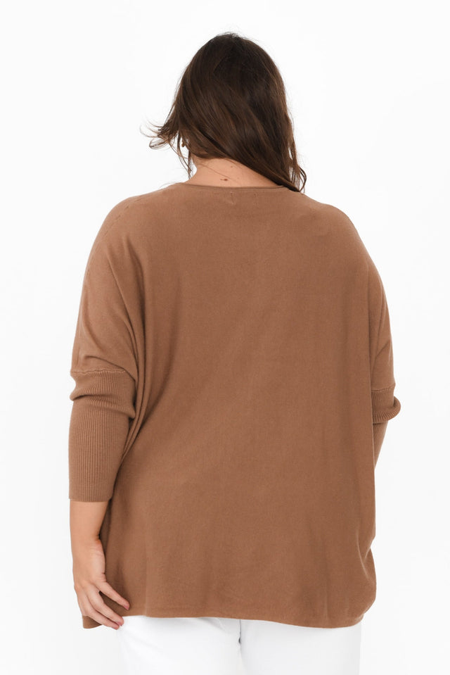 Nastia Mocha Wool Blend Jumper,Brunette model,alt text|model:Gabby image 16