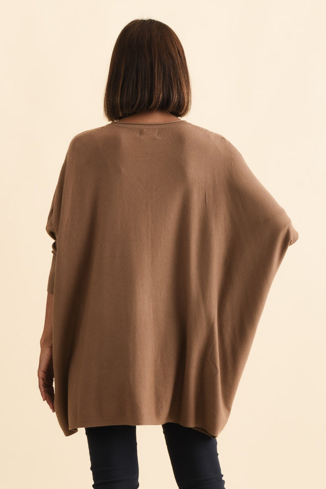 Nastia Mocha Wool Blend Jumper,Brunette model,alt text|model:Cara image 6