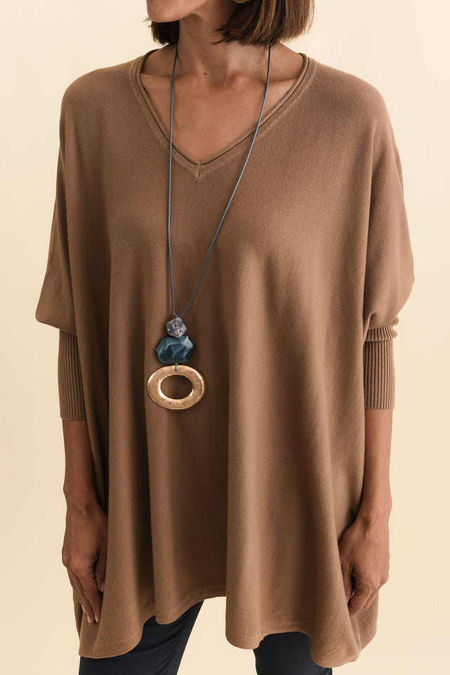 Nastia Mocha Wool Blend Jumper,Brunette model,alt text|model:Cara image 7