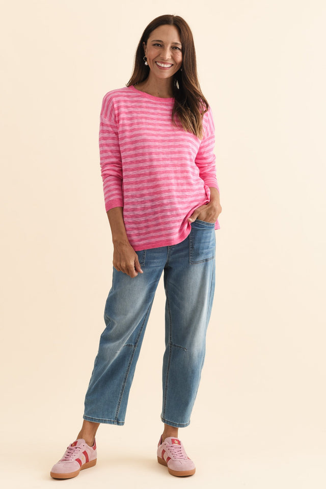 Natasha Blush Stripe Knit Top,Brunette model,alt text|model:Cara image 8