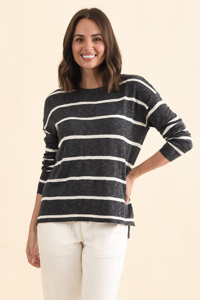 Natasha Charcoal Stripe Knit Top