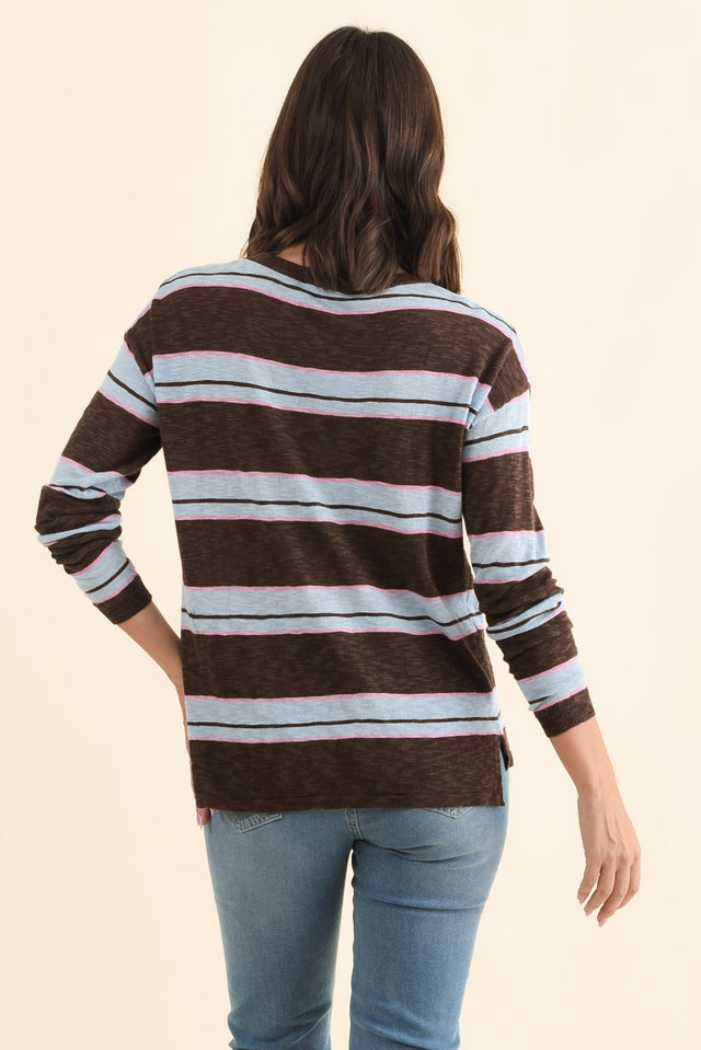 Natasha Mocha Stripe Knit Top,Brunette model,alt text|model:MJ image 5