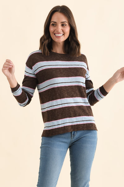Natasha Mocha Stripe Knit Top