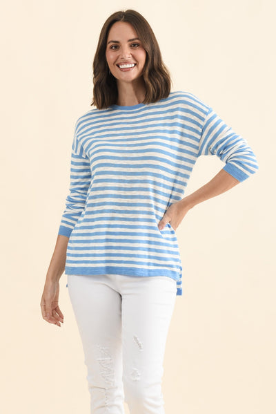 Natasha Sky Blue Stripe Knit Top