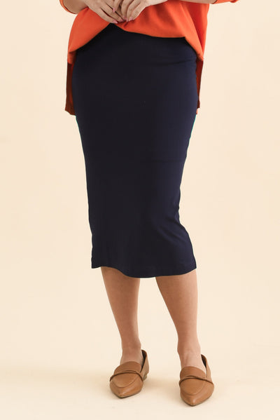 Navy Bamboo Maxi Tube Skirt