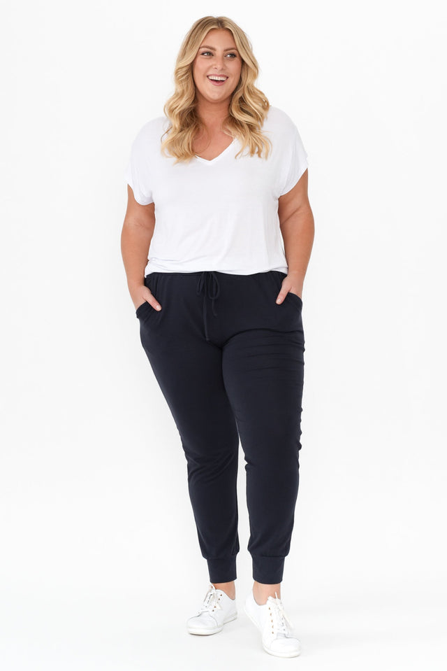 Navy Cotton Everyday Tie Sweatpants,Blonde model,alt text|model:Caitlin image 9