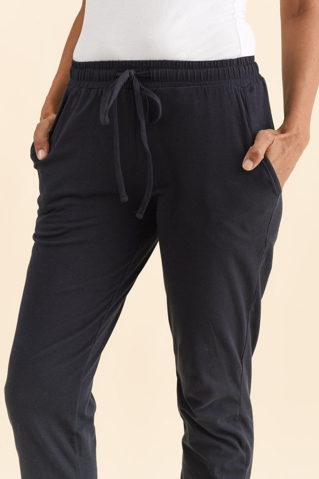 Navy Cotton Everyday Tie Sweatpants,Brunette model,alt text|model:Cara image 6