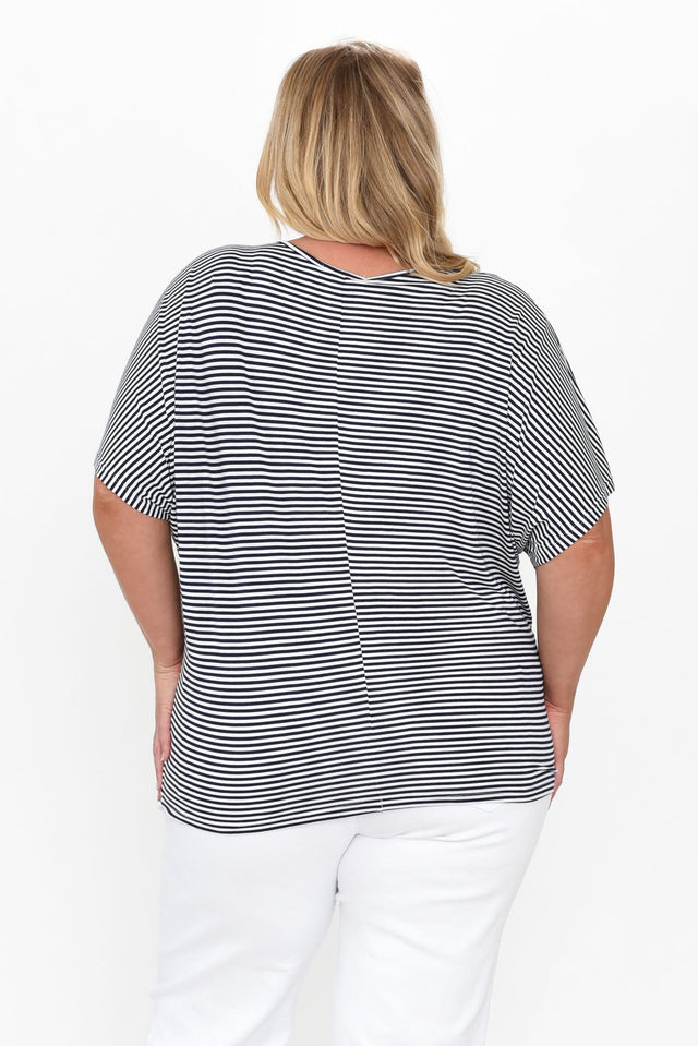 Navy and White Stripe Maui Tee,Blonde model,alt text|model:Caitlin image 11