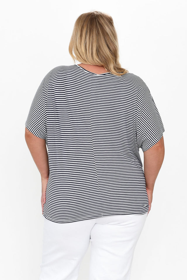 Navy and White Stripe Maui Tee,Blonde model,alt text|model:Caitlin image 10