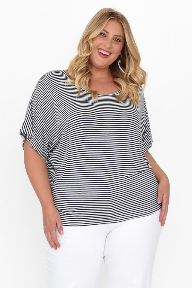 Navy and White Stripe Maui Tee,Blonde model,plus-size,curve-basics,curve-tops,plus-size-basic-tops, alt text|model:Caitlin image 7