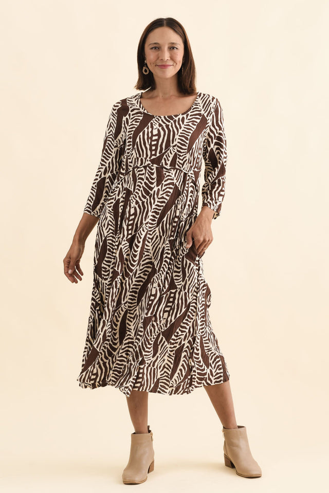 Nessa Brown Leaf Crescent Dress image 4