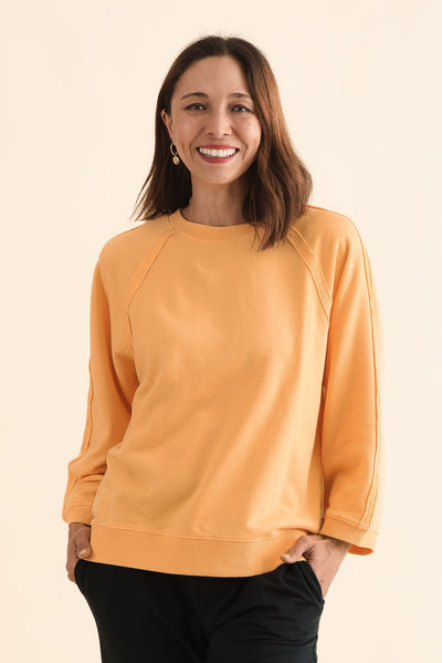 Nessa Peach Cotton Frayed Sweatshirt
