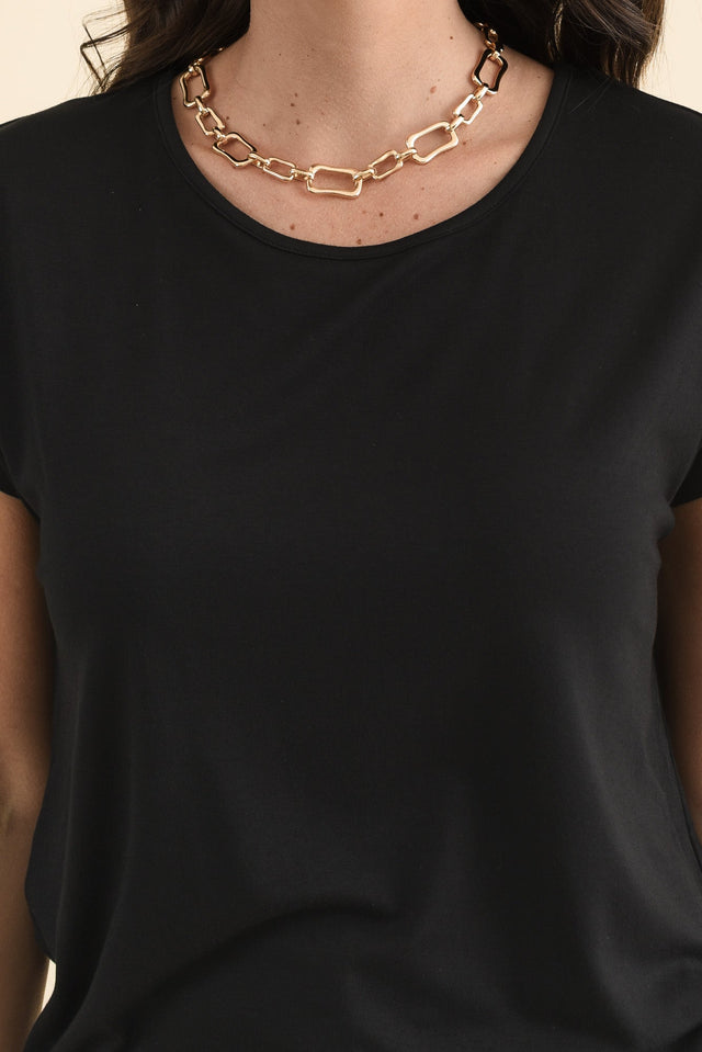 Newton Black Drape Tee,Detail,Brunette model,alt text|model:MJ image 6