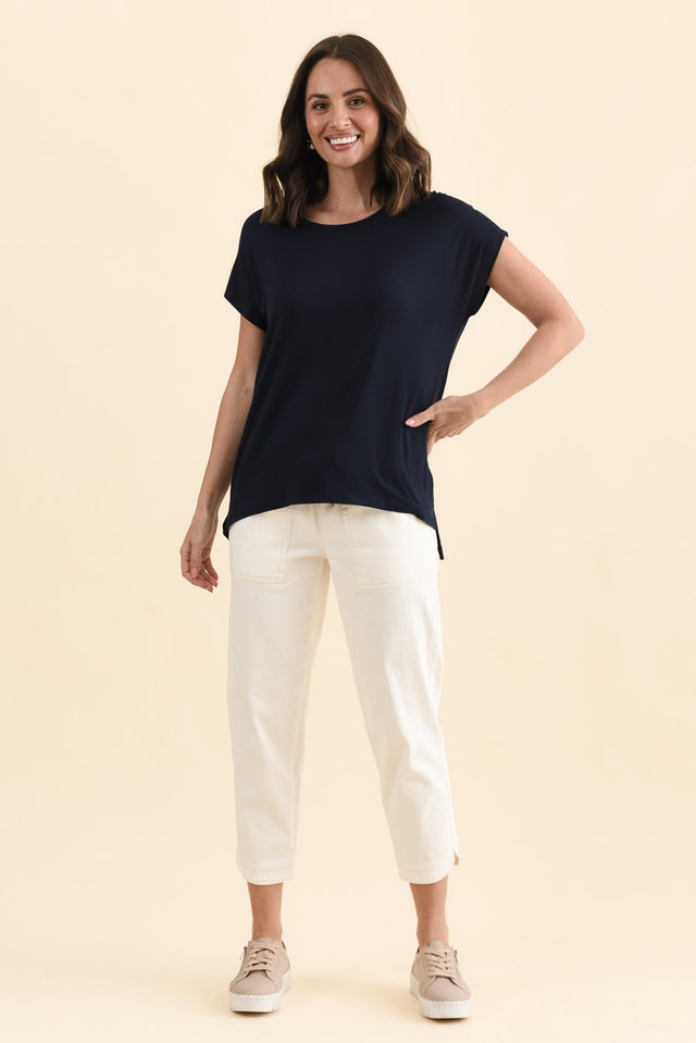 Newton Navy Drape Tee,Full Body,Brunette model,alt text|model:MJ image 7