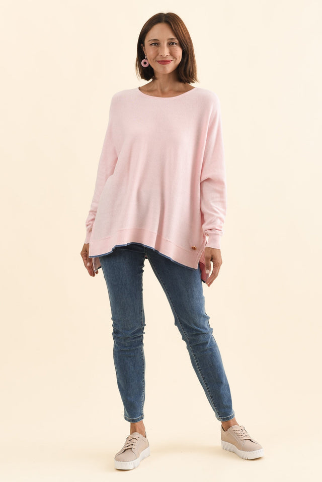 Nick Blush Organic Cotton Knit Jumper,Brunette model,alt text|model:Cara image 7