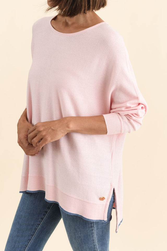 Nick Blush Organic Cotton Knit Jumper,Brunette model,alt text|model:Cara image 6